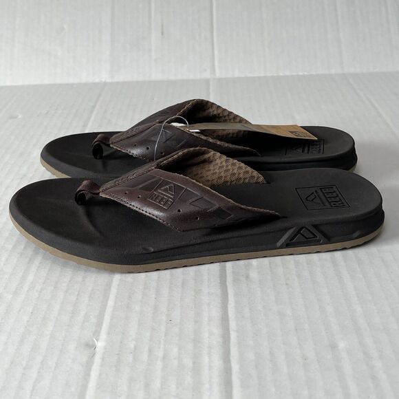 REEF Cushion Phantom LE Men\'s Flip Flop Leather Straps Soft Black/Brown Size 7 main image 4